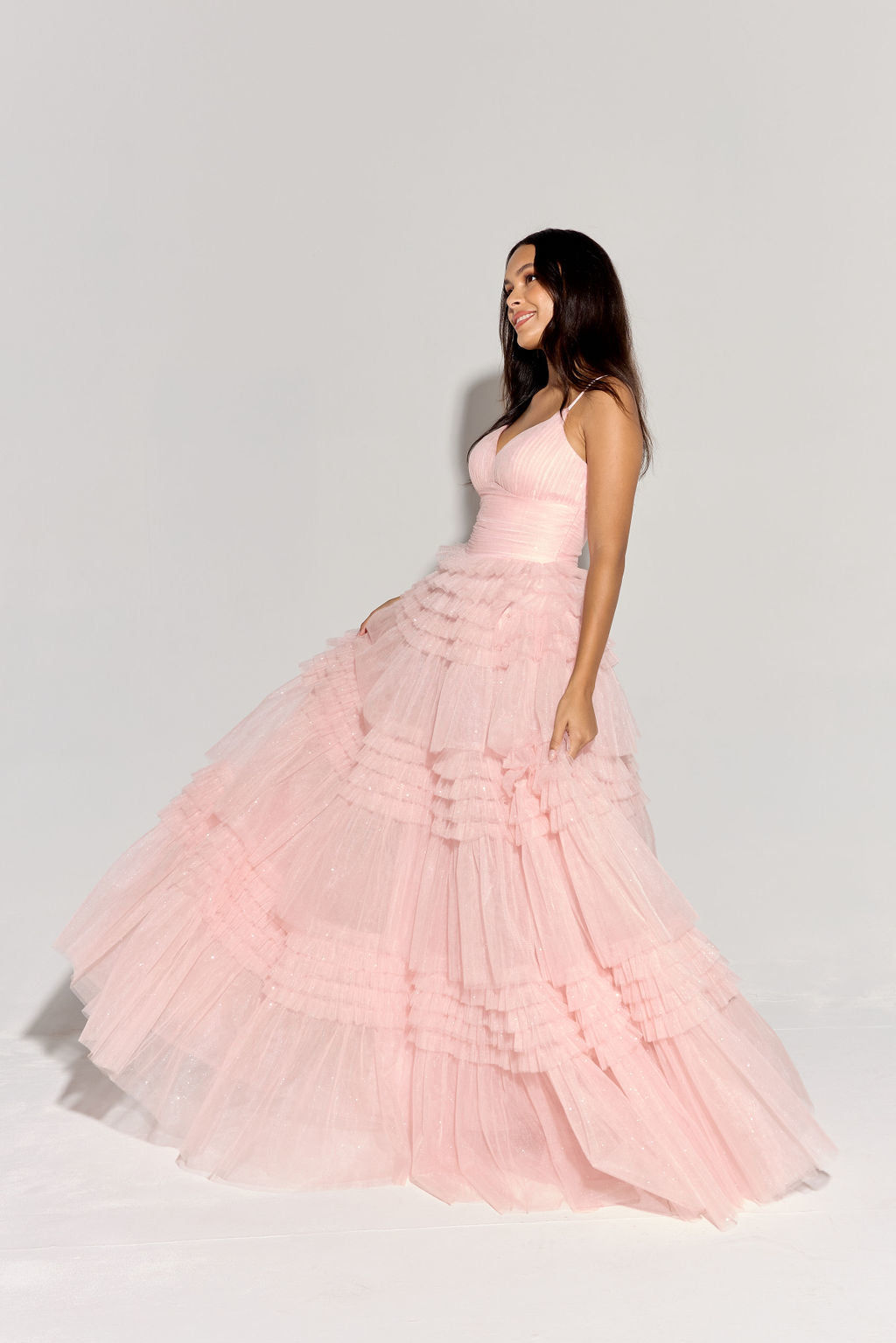 Tulle Sleeveless A-line Tiered Gown by Eureka 9888