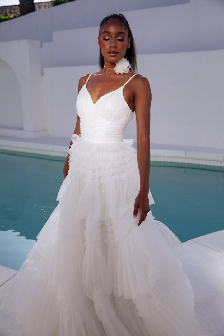 Tulle Sleeveless A-line Tiered Gown by Eureka 9888