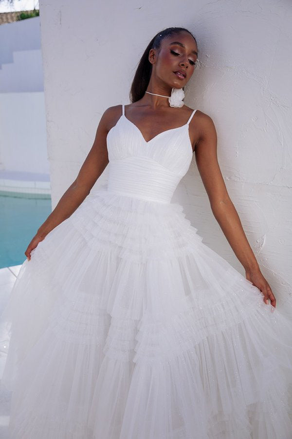 Tulle Sleeveless A-line Tiered Gown by Eureka 9888