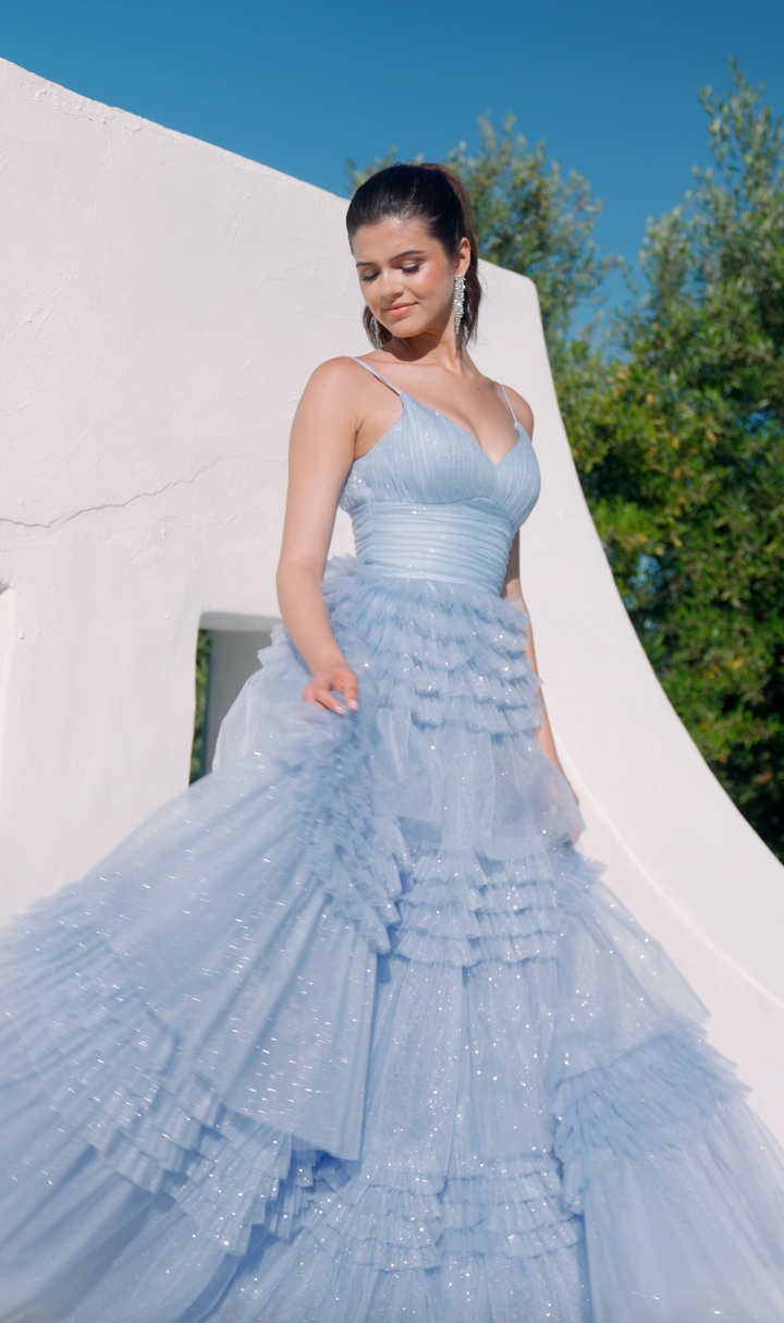 Tulle Sleeveless A-line Tiered Gown by Eureka 9888