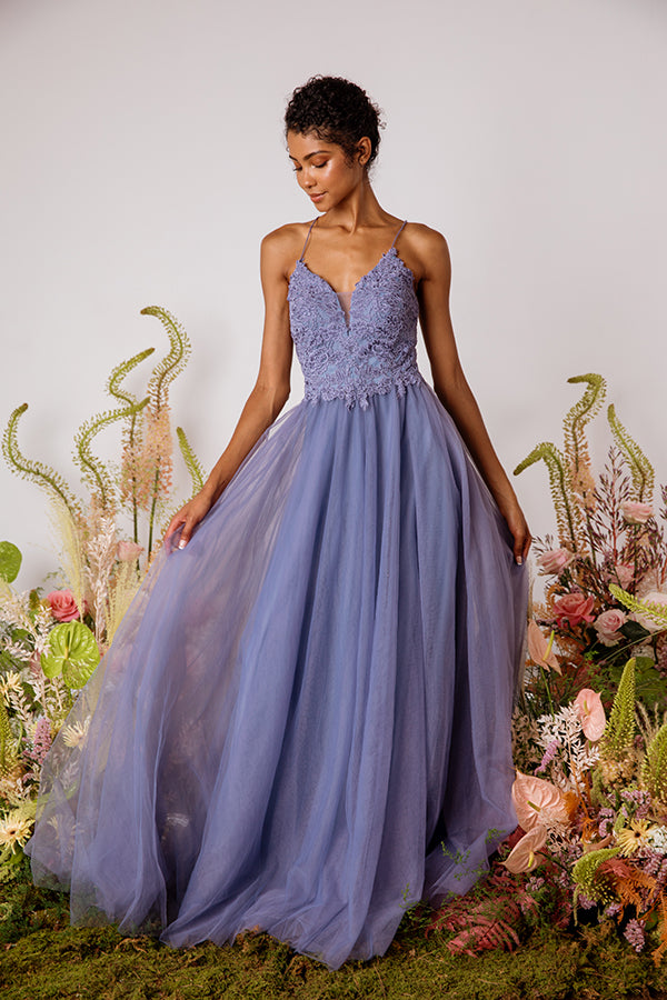 Applique Sleeveless A-line Gown by Eureka 9902