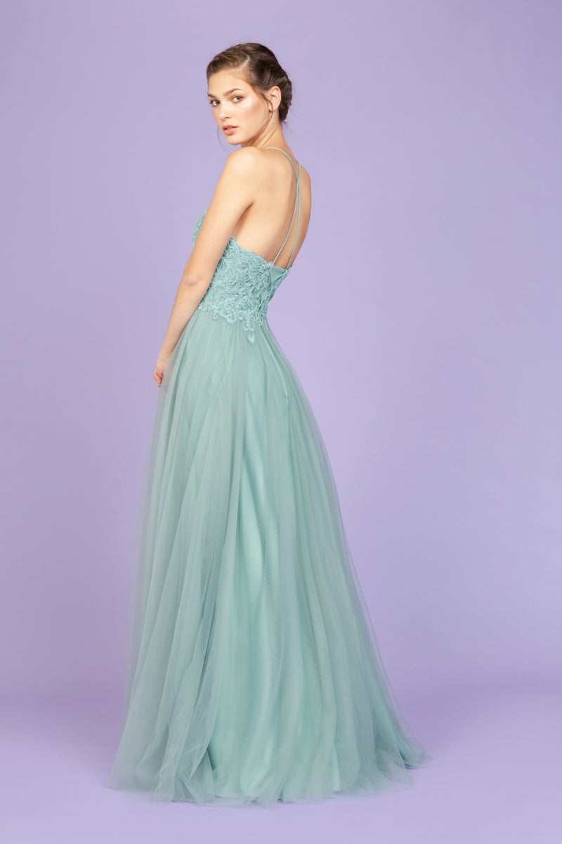 Applique Sleeveless A-line Gown by Eureka 9902