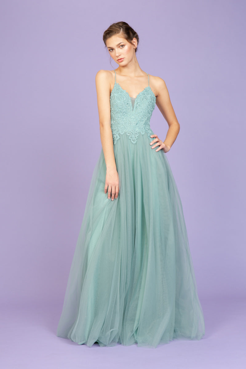 Applique Sleeveless A-line Gown by Eureka 9902