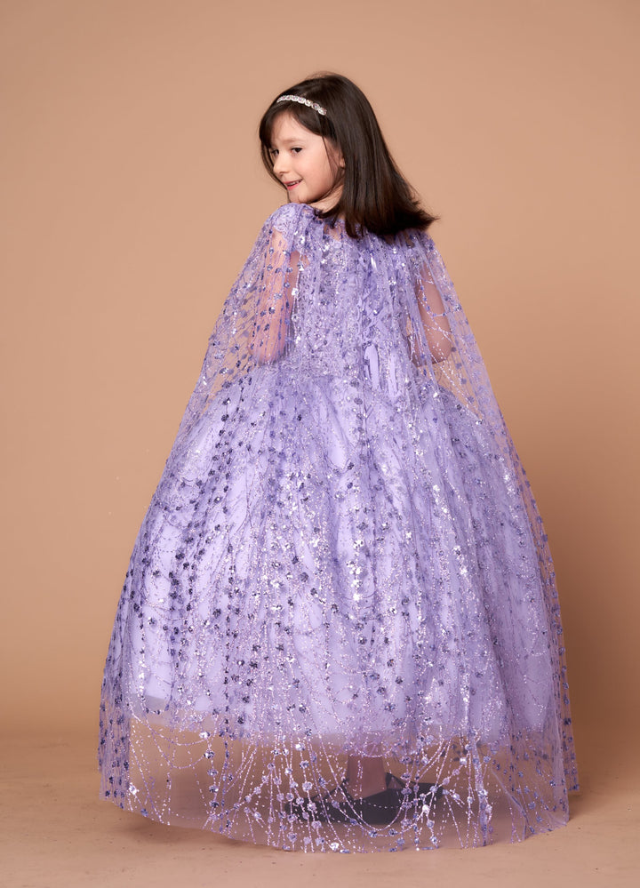 Girls Off Shoulder Cape Gown by Calla SCK303