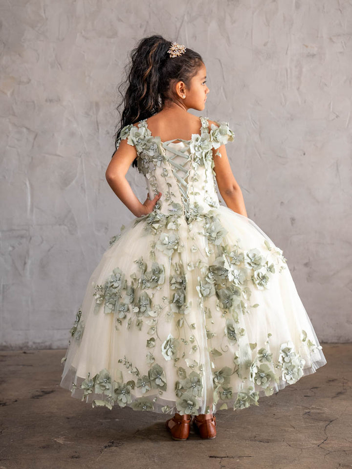 Girls 3D Floral Off Shoulder Gown by Calla SCK305