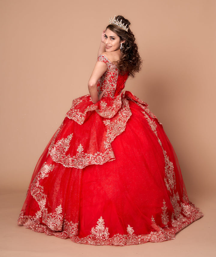 Applique Off Shoulder Layered Ball Gown by Calla WB20525