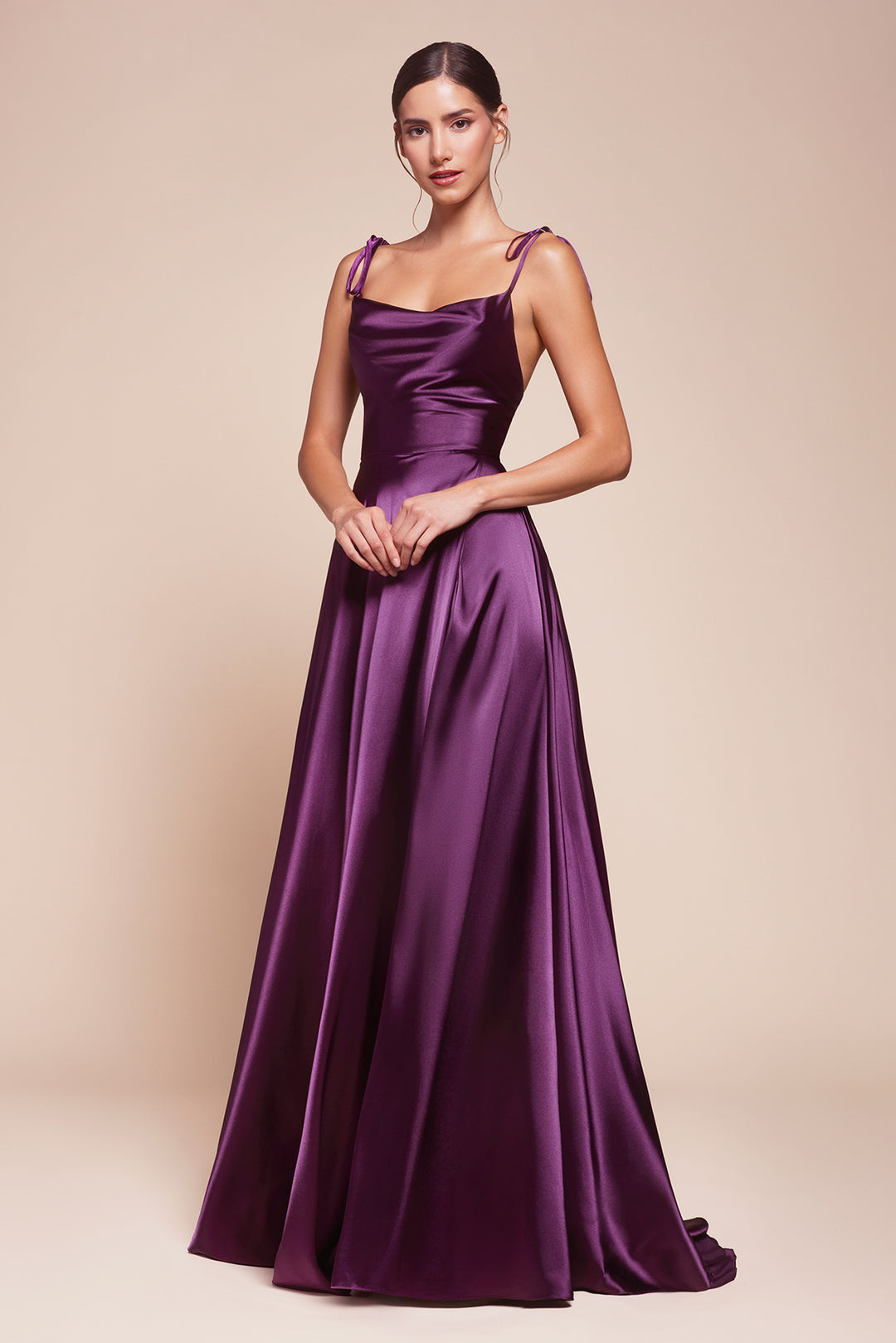 Long Satin A-line Dress by Cinderella Divine BD104 - Outlet