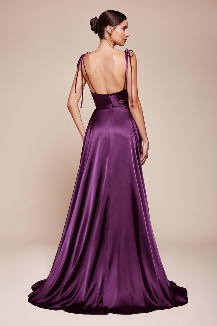 Long Satin A-line Dress by Cinderella Divine BD104 - Outlet