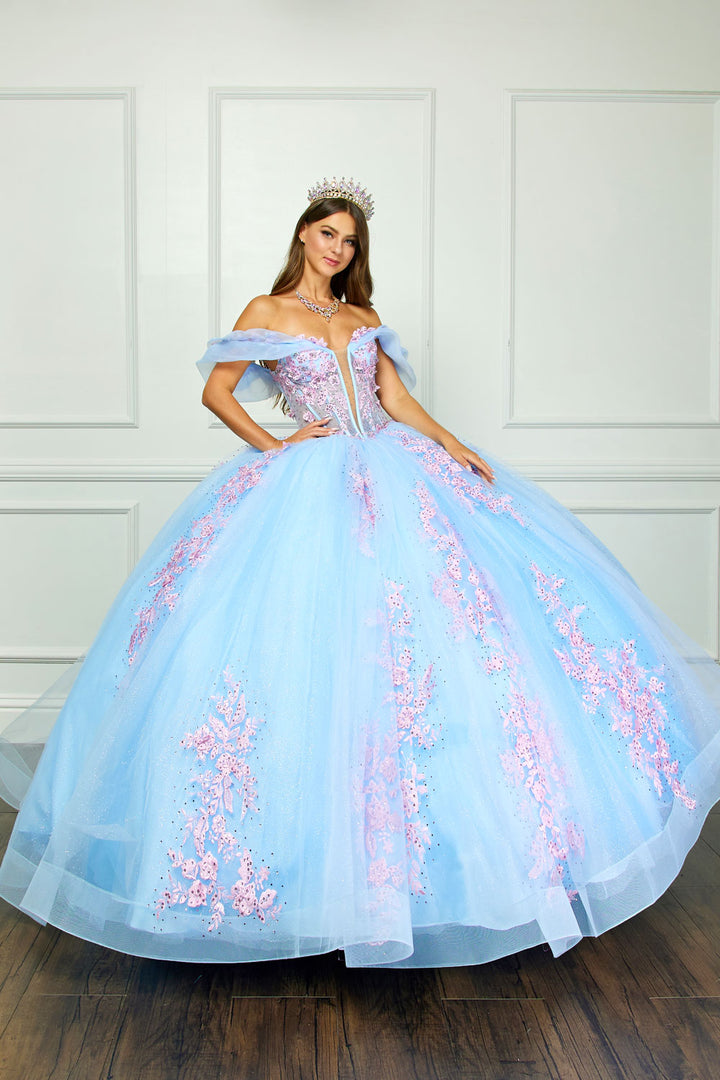 Two Tone Off Shoulder Ball Gown by Petite Adele PQ1067