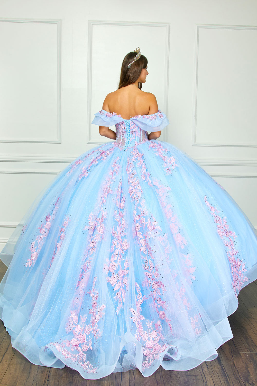 Two Tone Off Shoulder Ball Gown by Petite Adele PQ1067