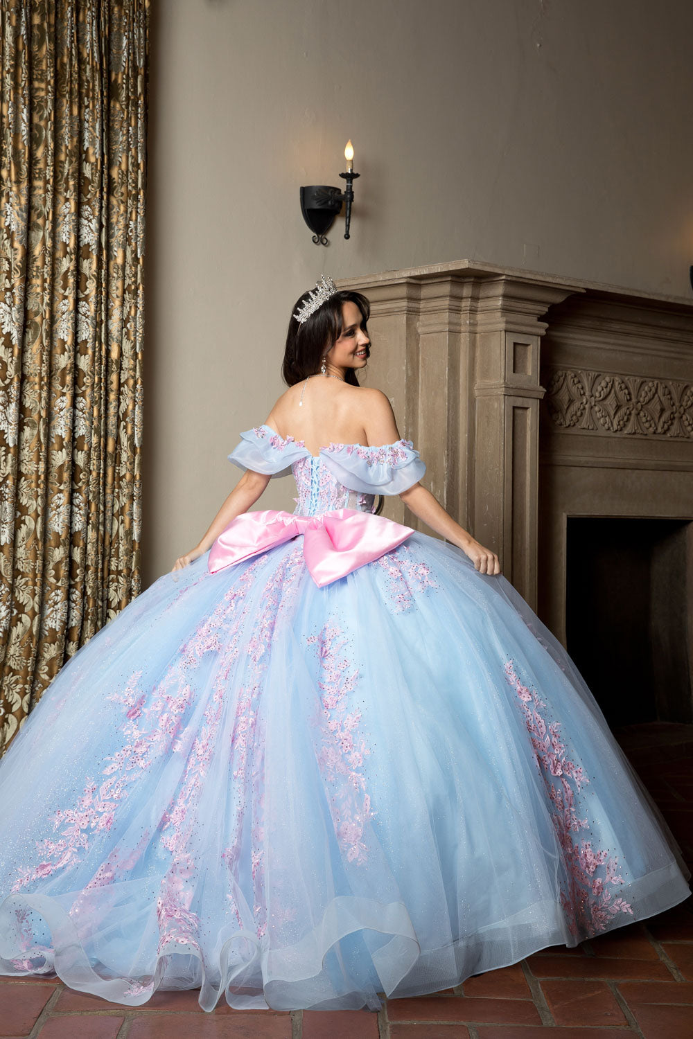 Two Tone Off Shoulder Ball Gown by Petite Adele PQ1067