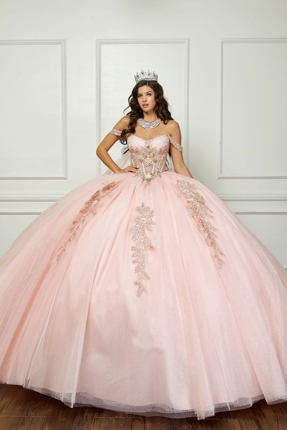 Off Shoulder Corset Ball Gown by Petite Adele PQ1061