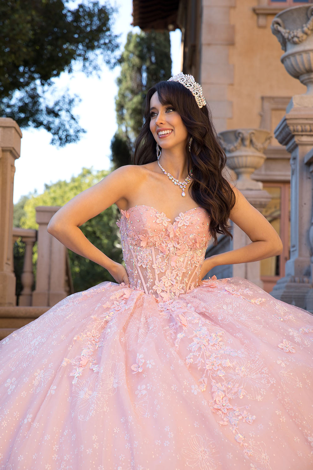 3D Floral Sweetheart Ball Gown by Petite Adele PQ1064