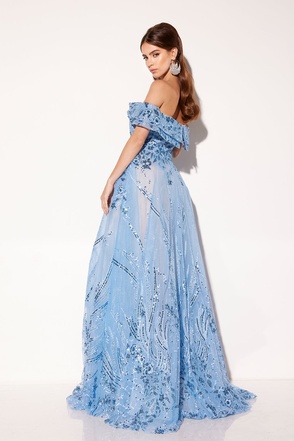 Beaded Off Shoulder A-line Gown by Lucci Lu C8035