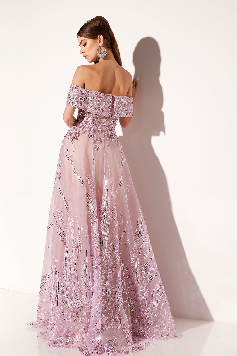 Beaded Off Shoulder A-line Gown by Lucci Lu C8035