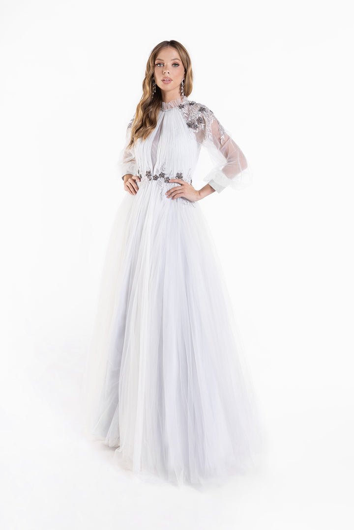 Long Sleeve Tulle A-line Gown by Lucci Lu C8057 - Outlet