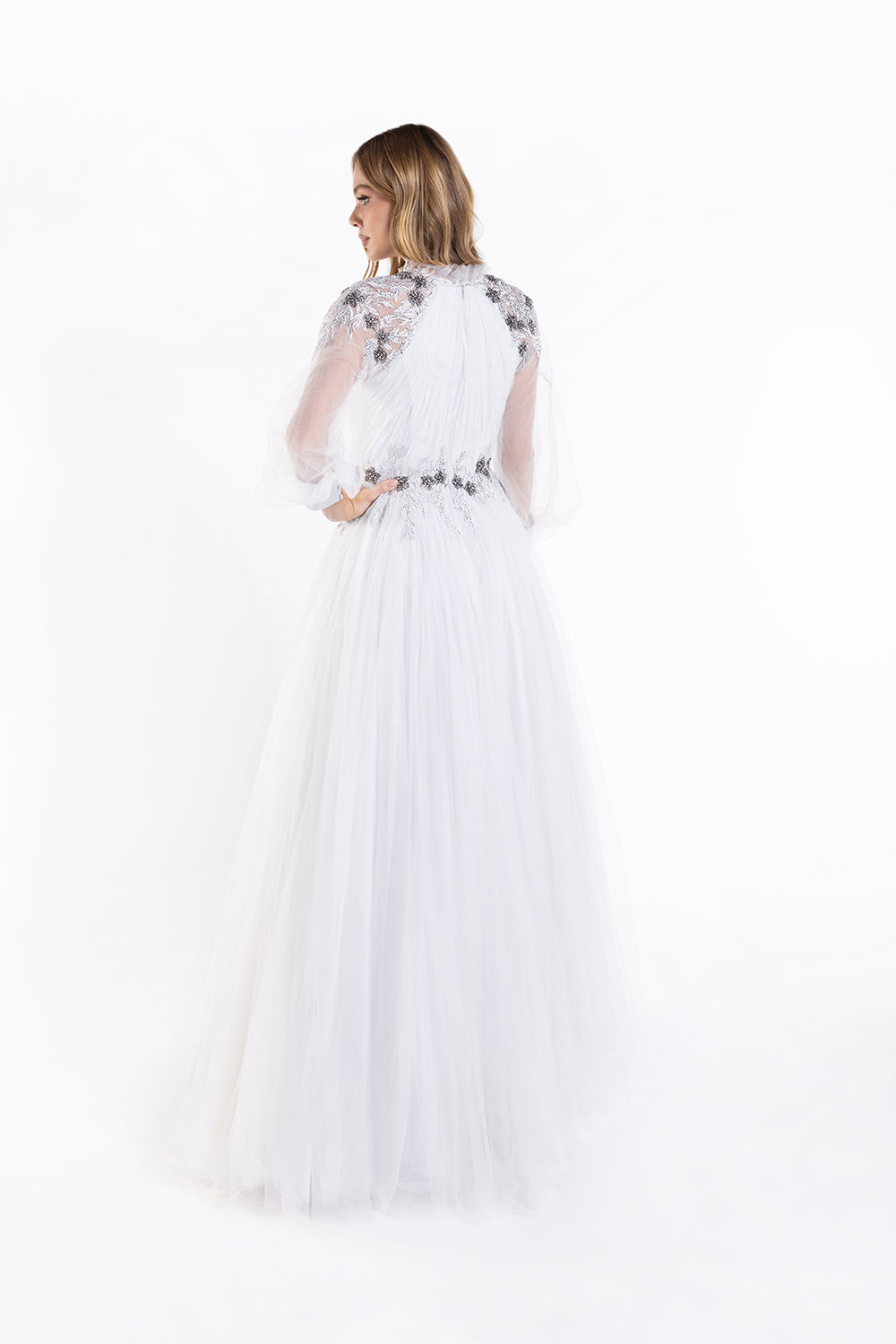 Long Sleeve Tulle A-line Gown by Lucci Lu C8057