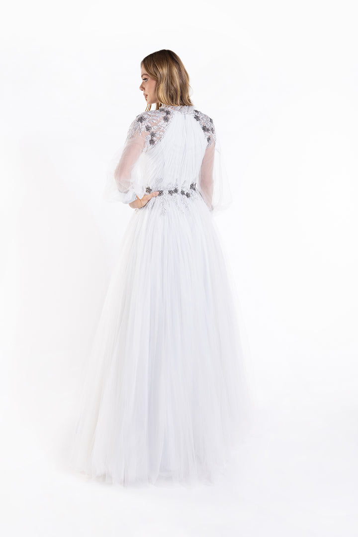 Long Sleeve Tulle A-line Gown by Lucci Lu C8057