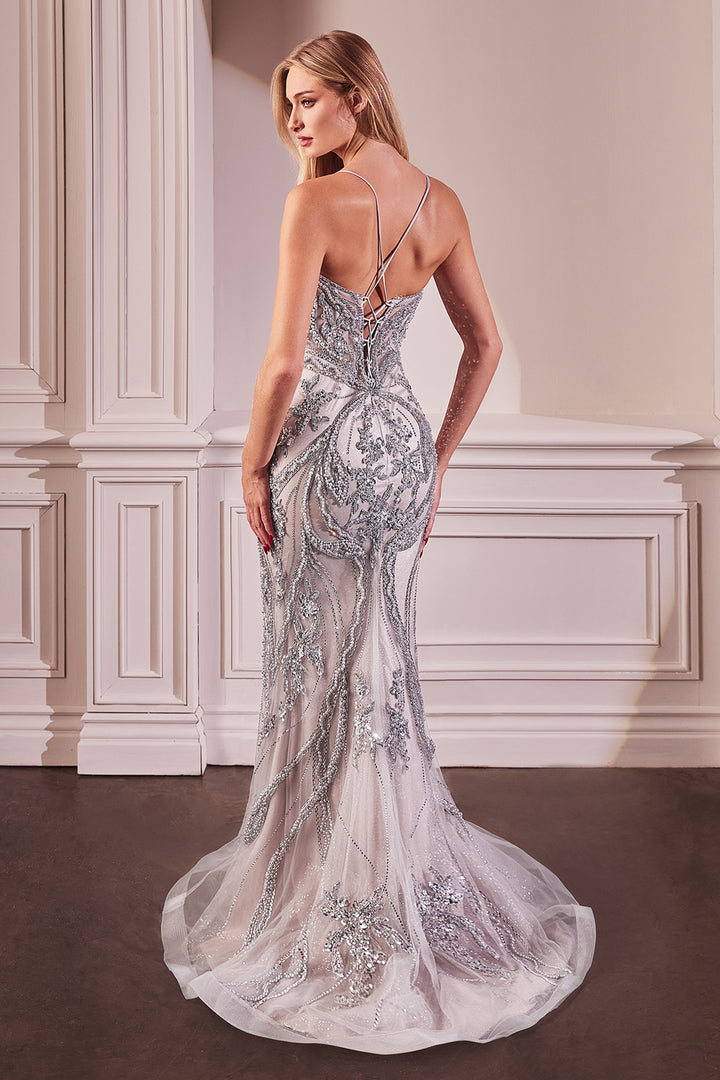 Beaded Fitted Sleeveless Gown by Ladivine CC0240