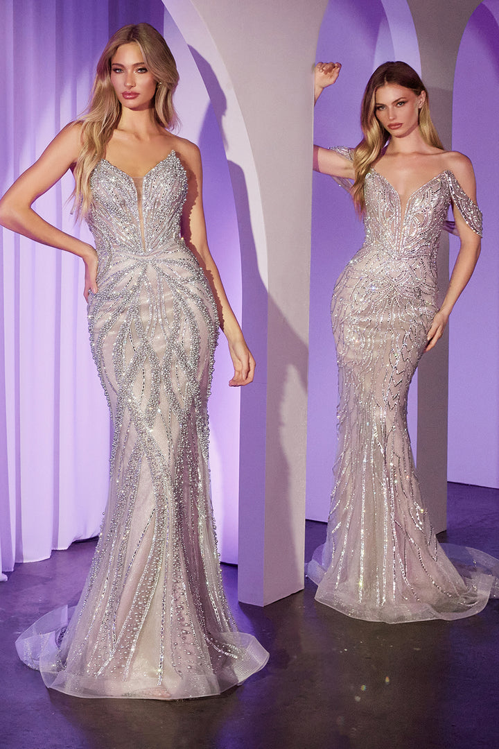 Beaded Strapless Mermaid Dress by Ladivine CC0688