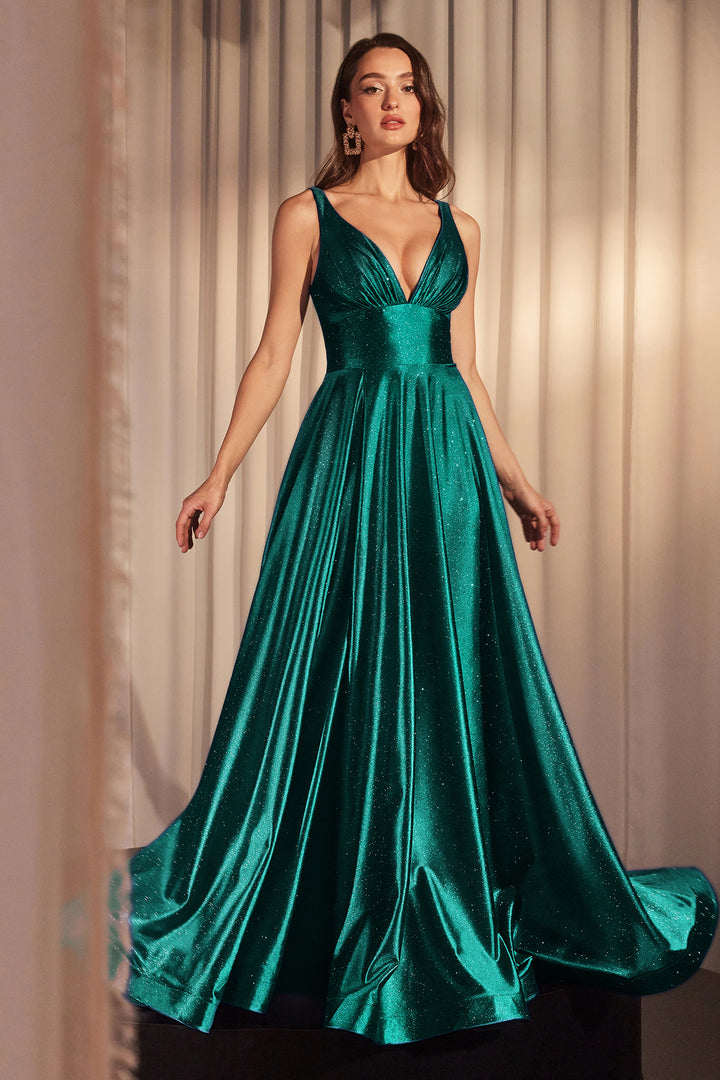 Glitter Satin Sleeveless A-line Gown by Ladivine CC2349