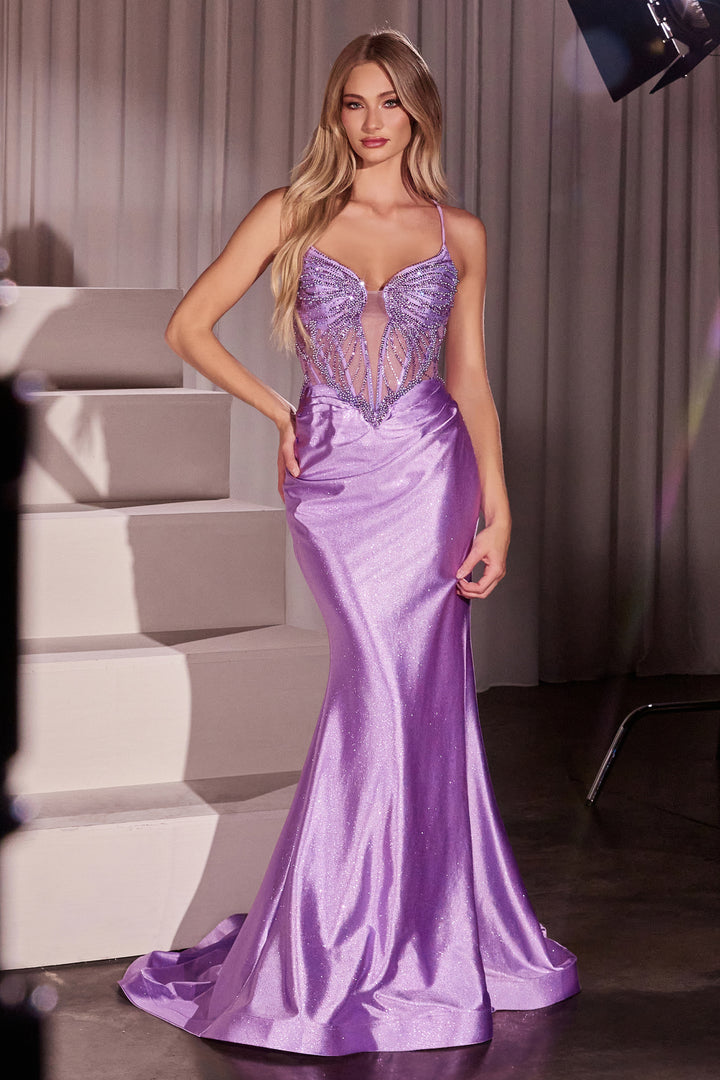 Beaded Satin Sleeveless Gown by Ladivine CC8879