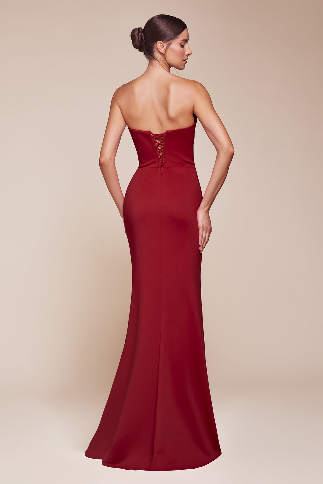 Chiffon Strapless Slit Gown by Ladivine CD355 - Outlet