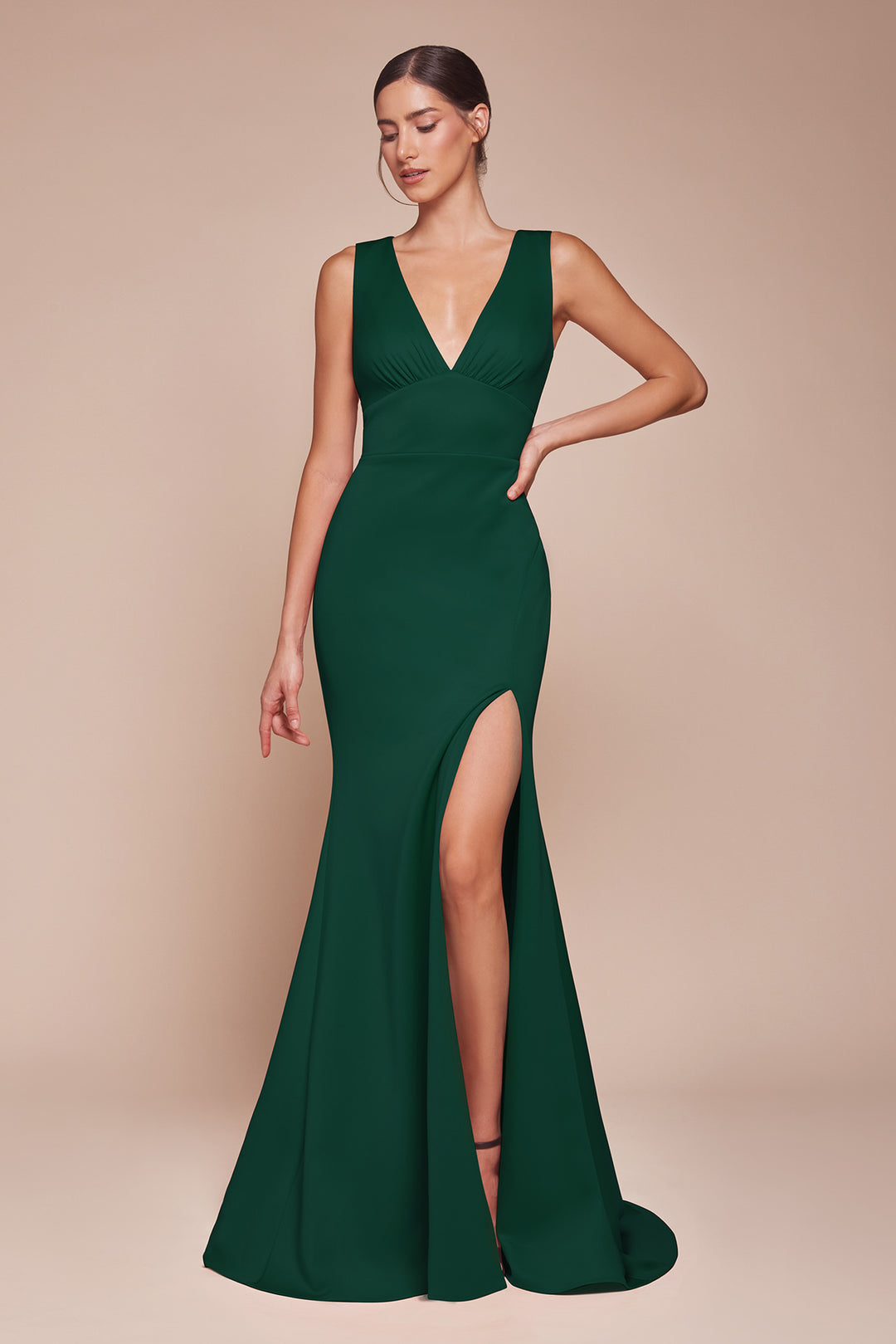 Fitted Sleeveless Slit Gown by Ladivine CH395