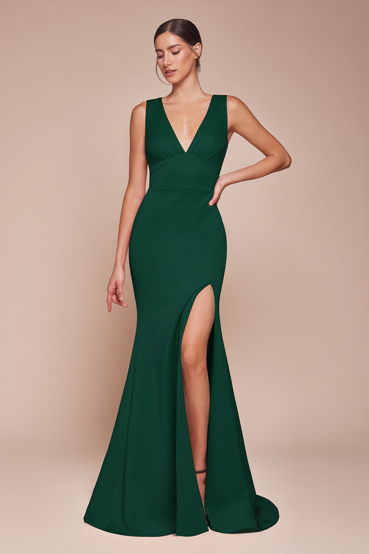 Fitted Sleeveless Slit Gown by Ladivine CH395