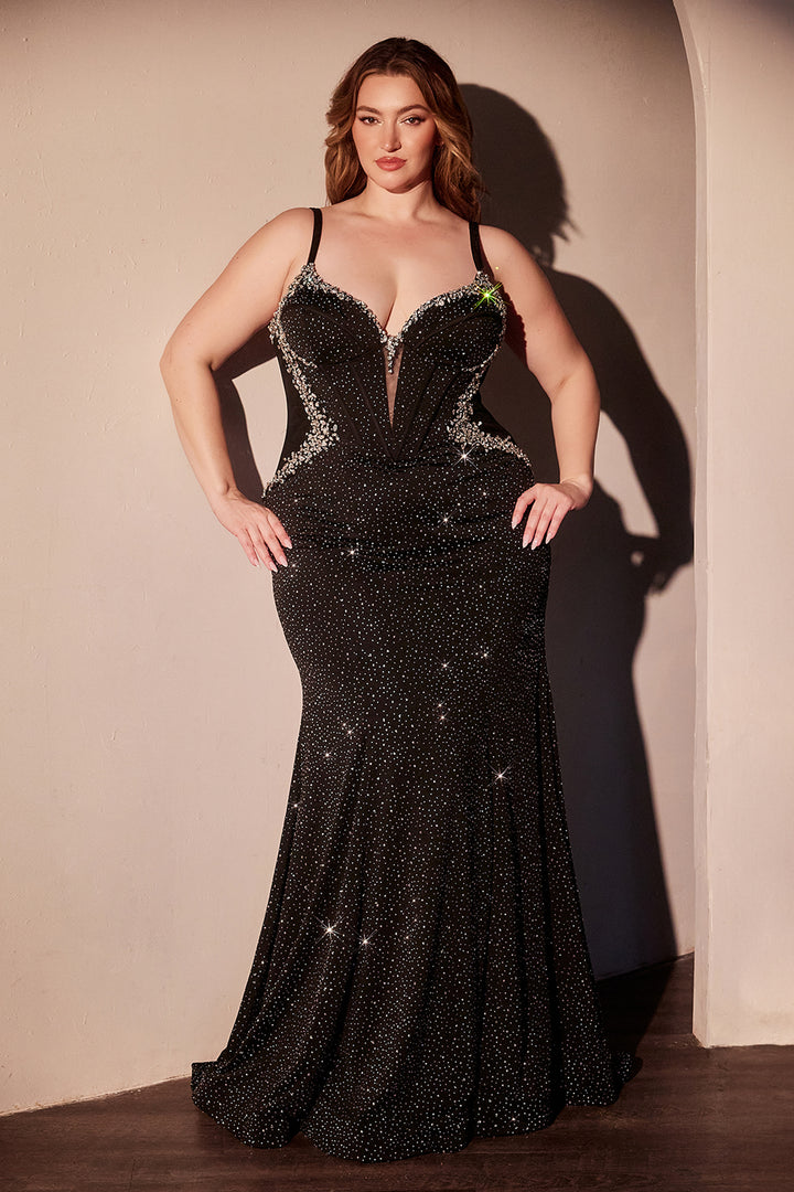 Plus Size Beaded Jersey Gown by Ladivine CM365C