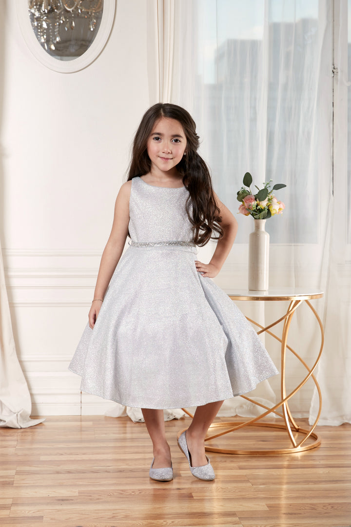 Girls Glitter Sleeveless Short Dress by Calla D817