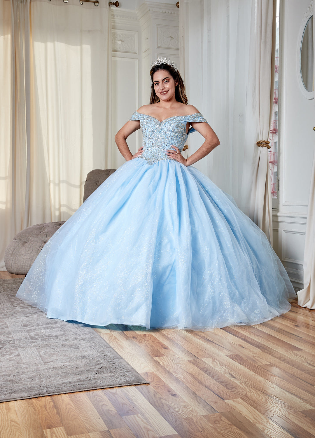 Beaded Off Shoulder Ball Gown by Calla KY71246