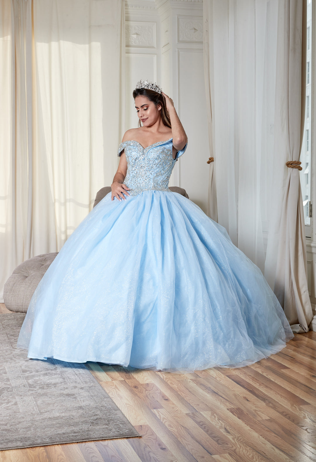 Beaded Off Shoulder Ball Gown by Calla KY71246