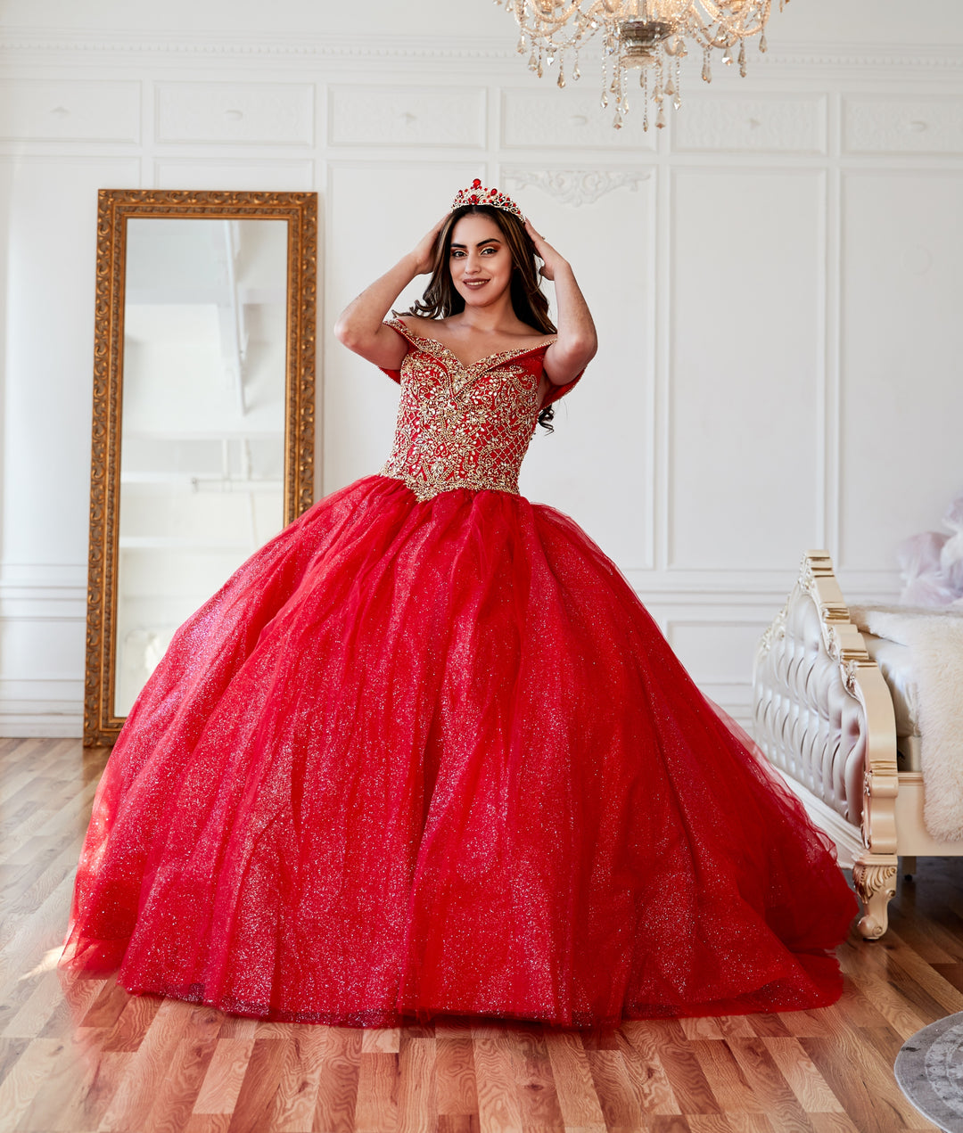 Beaded Off Shoulder Ball Gown by Calla KY71246