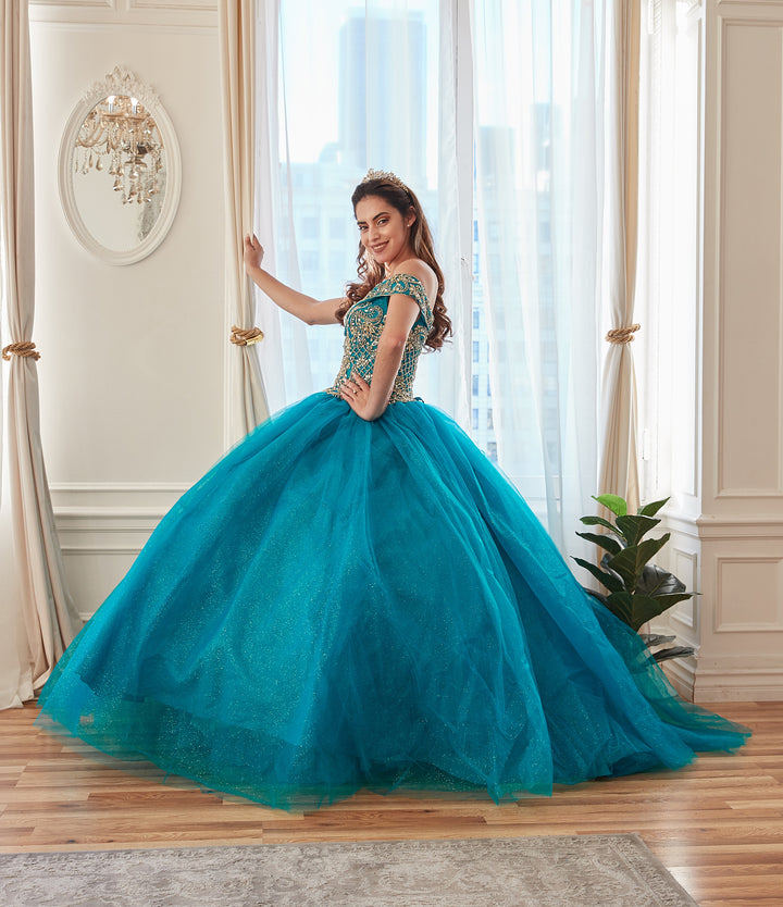 Beaded Off Shoulder Ball Gown by Calla KY71246