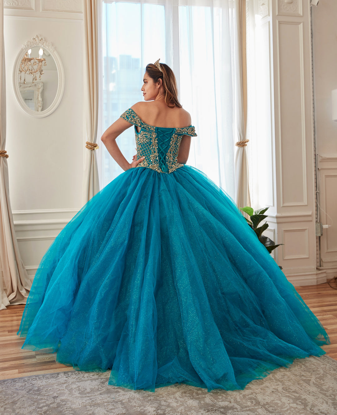 Beaded Off Shoulder Ball Gown by Calla KY71246