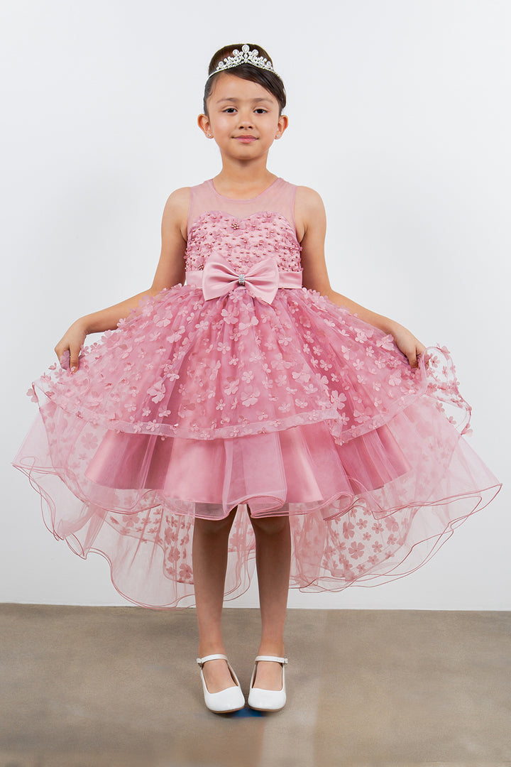 Girls 3D Floral High Low Dress by Cinderella Couture 9170