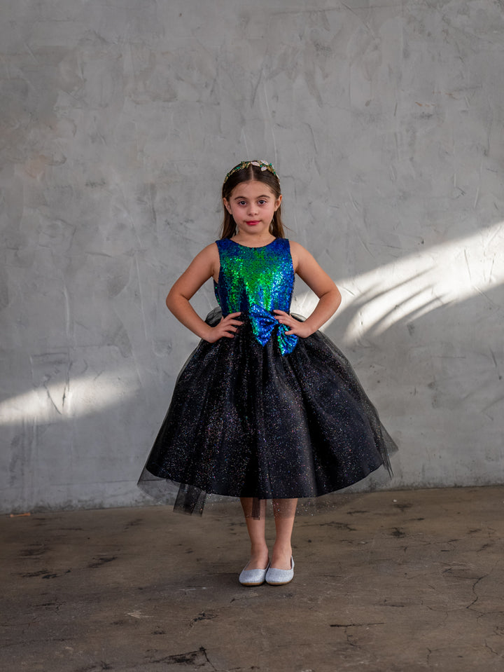 Girls Short Sequin Bodice Dress by Calla D832