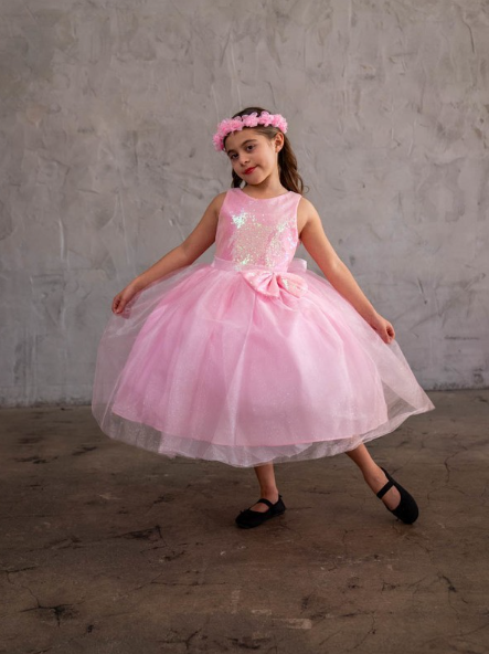 Girls Short Sequin Bodice Dress by Calla D832