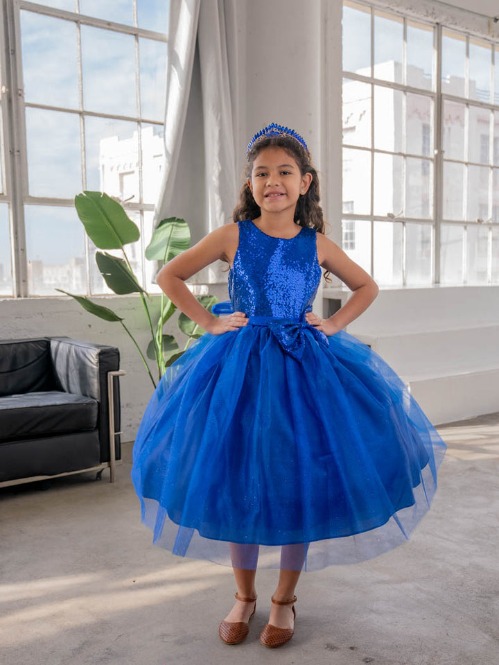 Girls Short Sequin Bodice Dress by Calla D832