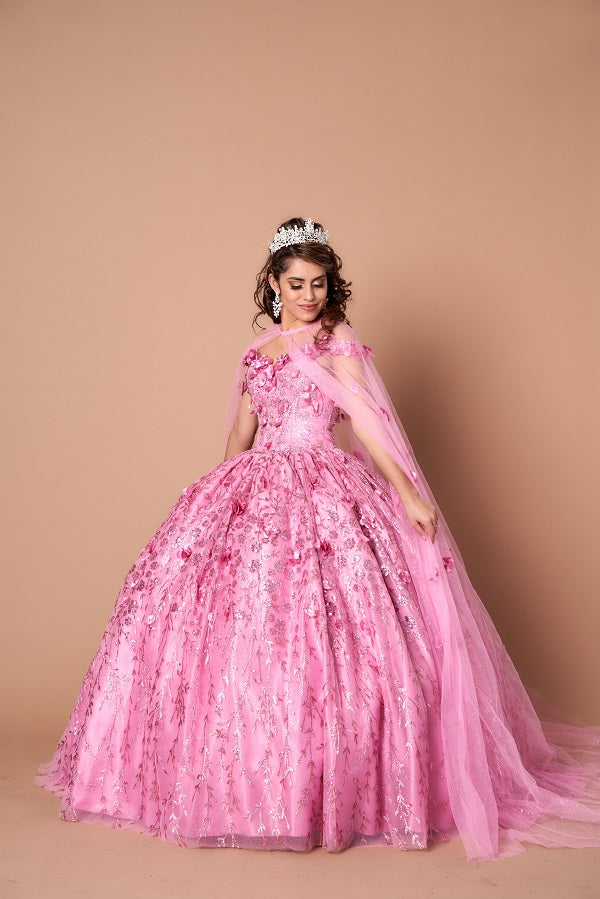 3D Floral Off Shoulder Cape Ball Gown by Calla SCL30001