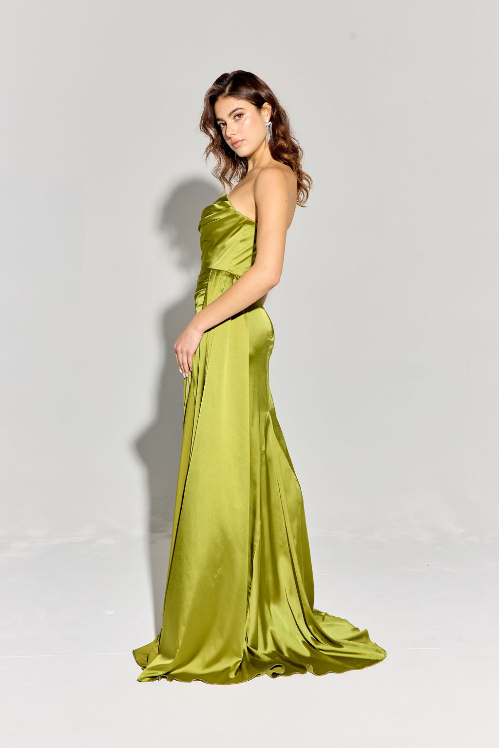 Satin Fitted Strapless Slit Gown by Eureka EK118