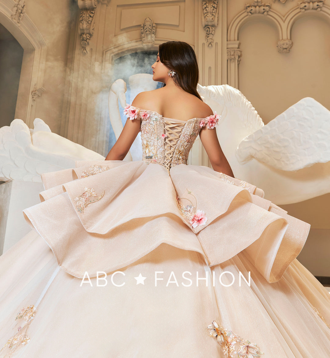 3D Floral Off Shoulder Quinceanera Dress by Ragazza EV65-665