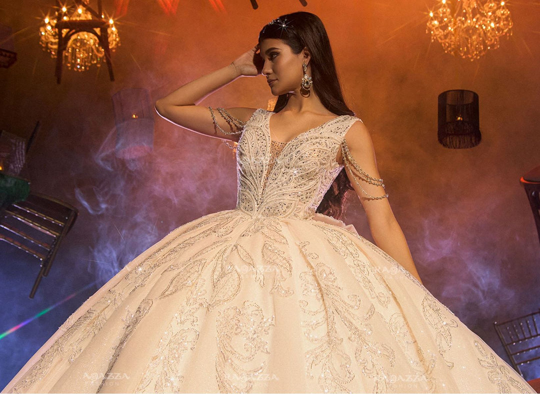 V-Neck Quinceanera Dress by Ragazza EV73-673