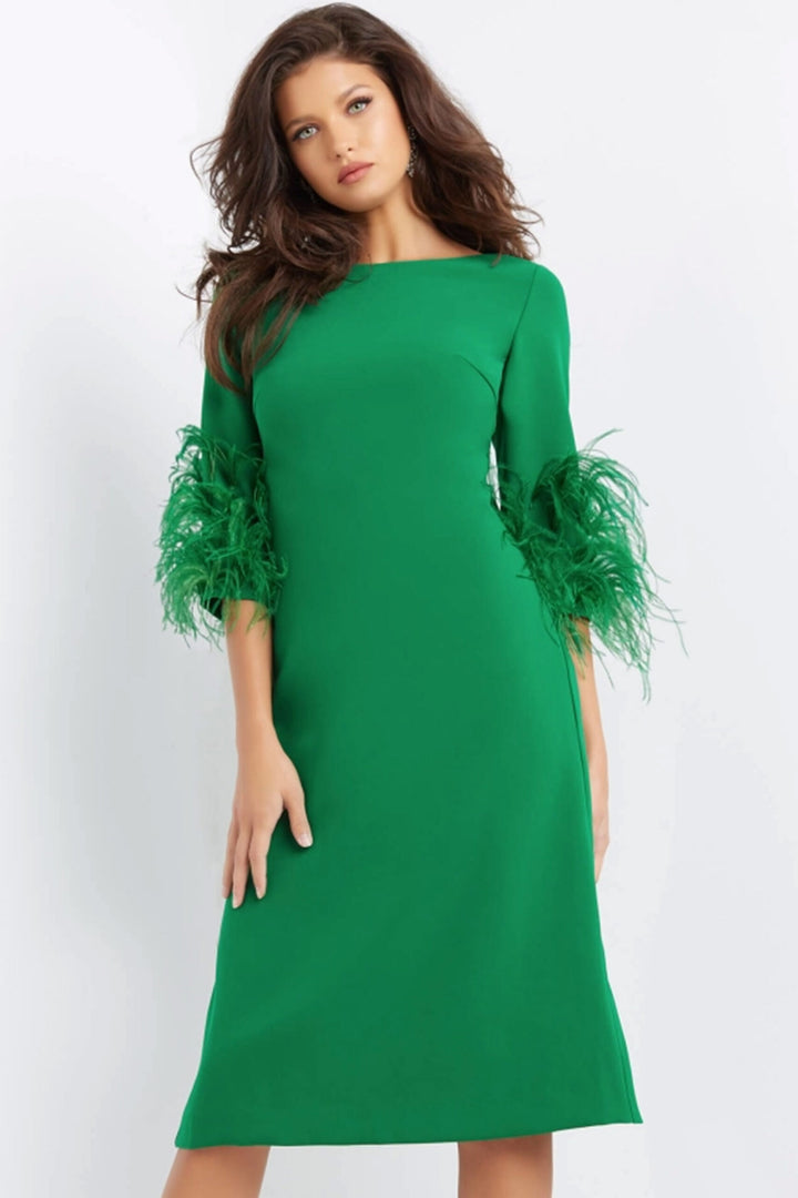 Feather Short Sleeve Cocktail Dress by Jovani 07341