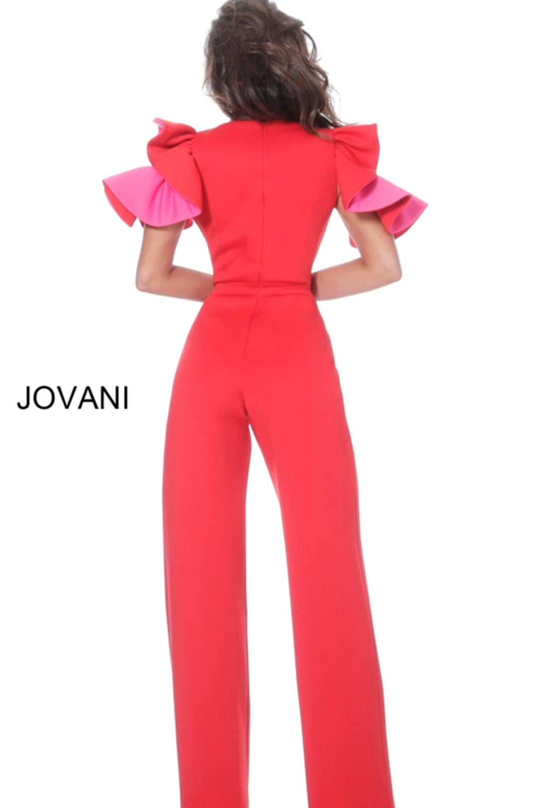 Short Ruffled Sleeve Jumpsuit by Jovani 68736