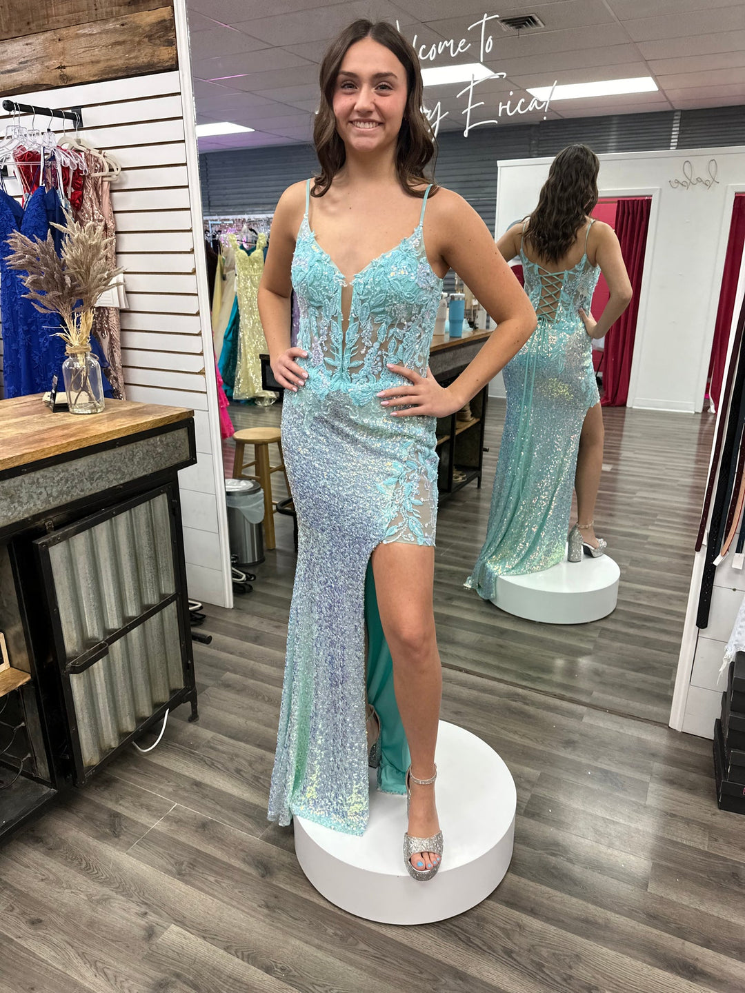 Sequin Fitted Sleeveless Slit Gown by Jovani 24299