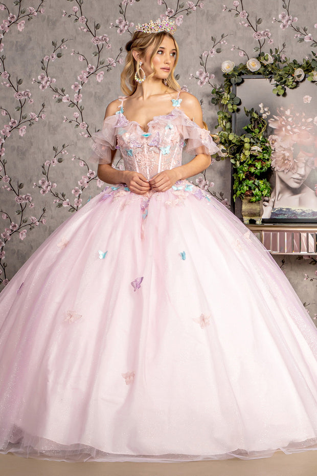 3D Butterfly Cold Shoulder Ball Gown by GLS Gloria GL3483 ABC