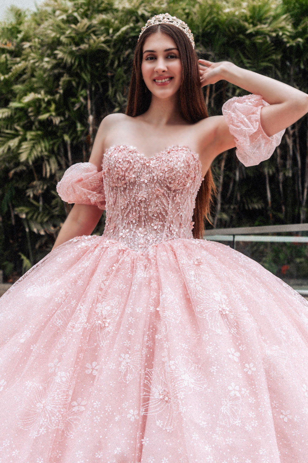 Strapless Puff Sleeve Ball Gown by GLS Gloria GL3505