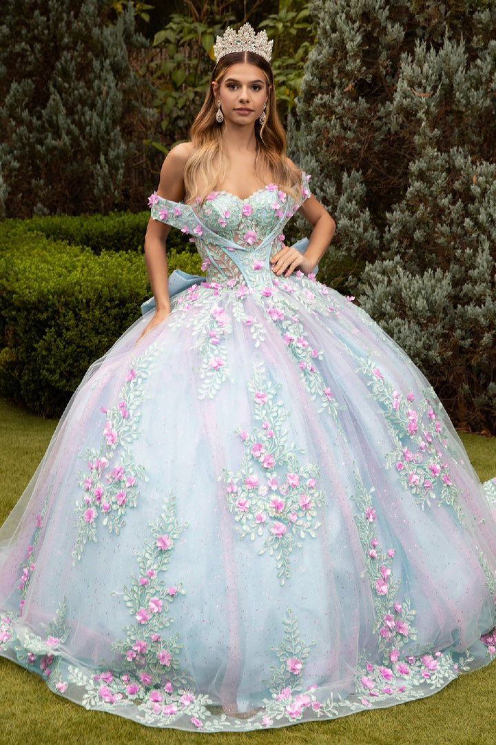 3D Floral Off Shoulder Ball Gown by GLS Gloria GL3523